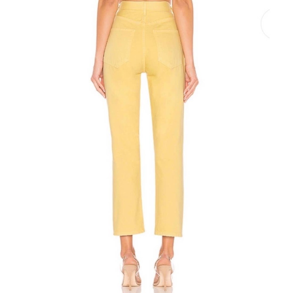 AGOLDE Jeans Womens 26 Yellow Riley High Rise Straight Crop Lemon Rigid Denim - Picture 3 of 15